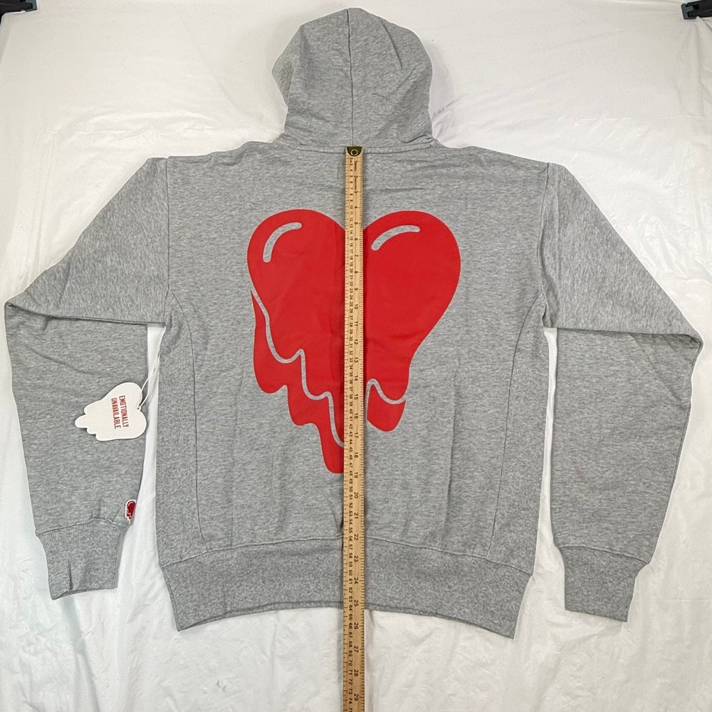 Emotionally Unavailable Yesterdays Tears Melting Heart Gray Hoodie S NEW - Picture 3 of 10